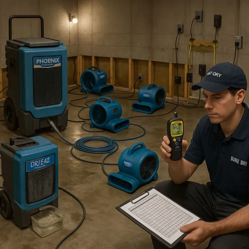 Structural Drying and Dehumidification process in Monument Hills, CA